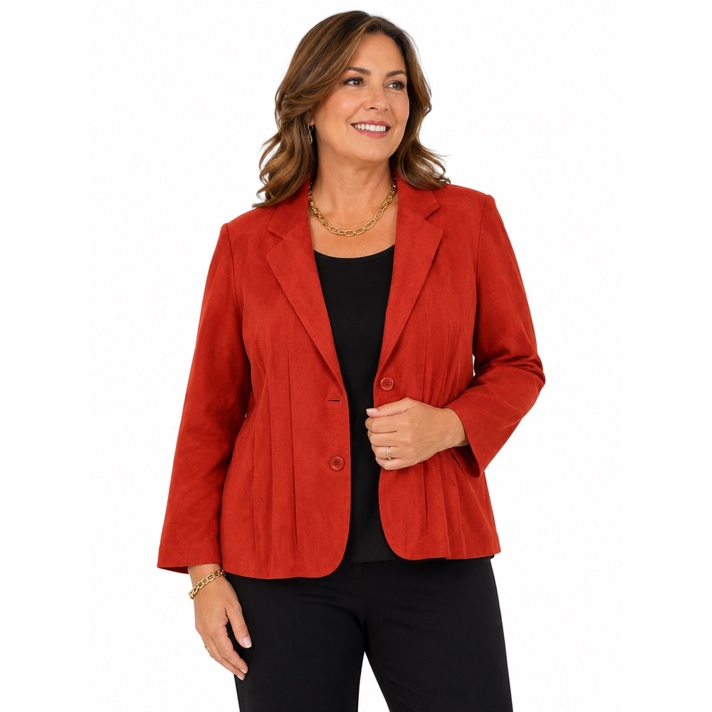 Requirementsβ Rust Orange Faux Suede Pintuck Blazer 20W Career Jacket